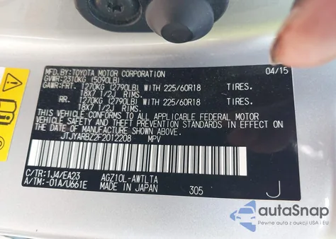 2015 Lexus Nx 200T z USA, uszkodzony, nr VIN JTJYARBZ2F2012208